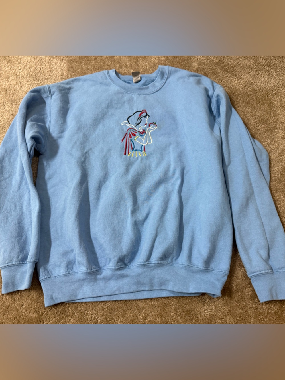 Disney Sky Blue Crewneck Sweatshirt with Snow White Outline Embroidery